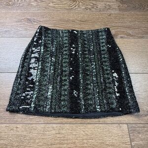 Express Women's Sequin Mini Skirt Black/Gunmetal Size 2, Holiday, Party, Fall